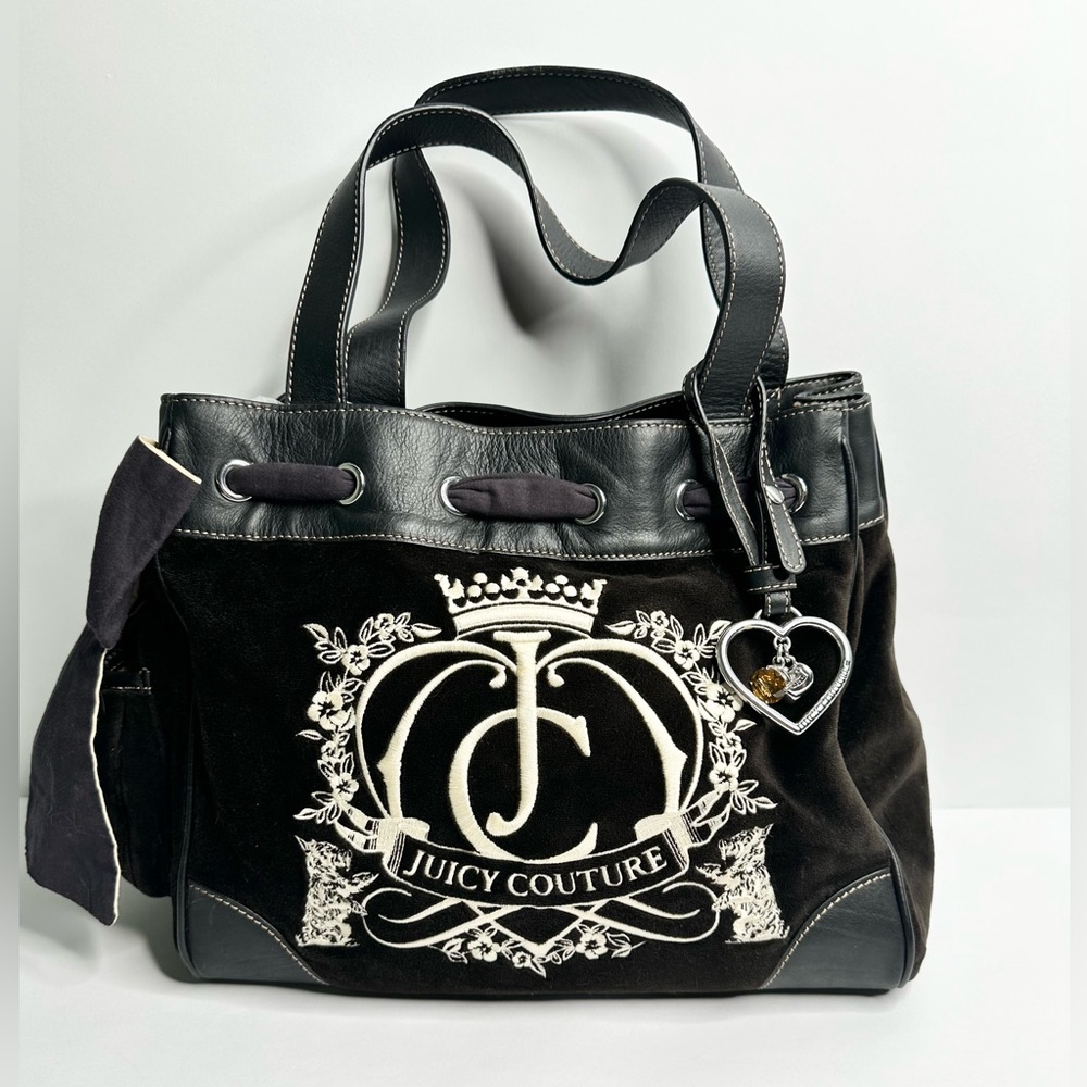 VTG Y2K Juicy Couture Velour Velvet Hobo Shoulder Bag Scotties Crest